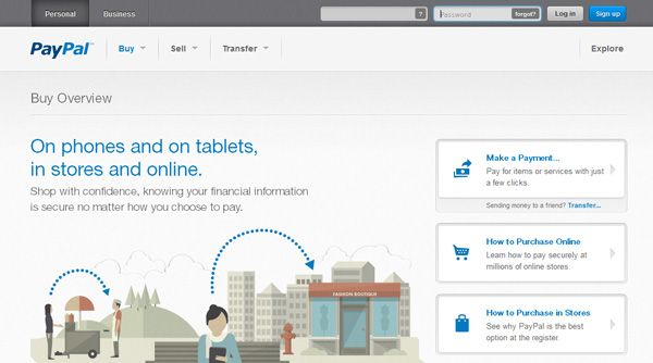 PayPal new home page design