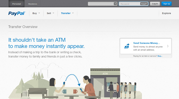 PayPal new home page design
